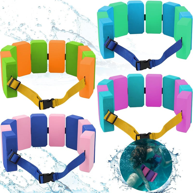 Arrowbash 4 Pcs Swim Belts Flotation Belts Waist Belts Bubble EVA Foam Safety Training Back Floating Board with Adjustable Belt for Adults Beginners Water Aerobics and Pool Exercise, Random Color - Image 1